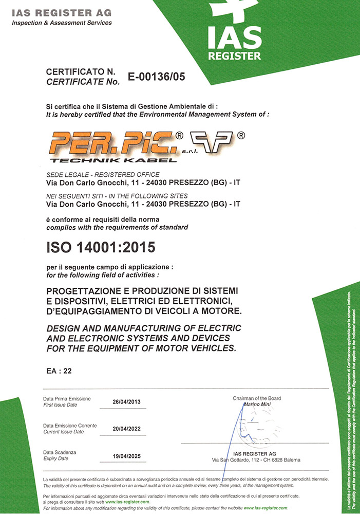 Certificate n. E-00136/05